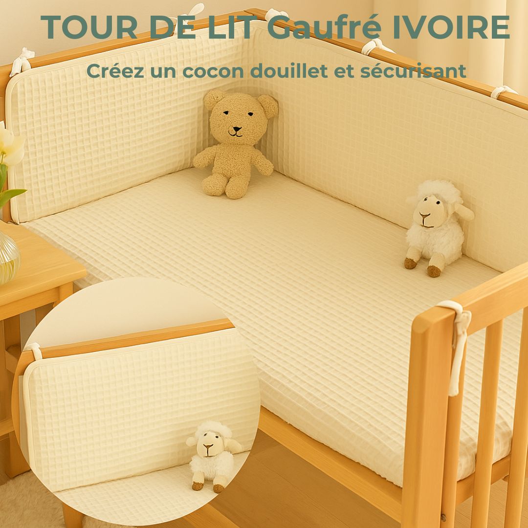 Tour de lit bébé | Sublimeo Confort Total – Minimal Ivoire Gaufré