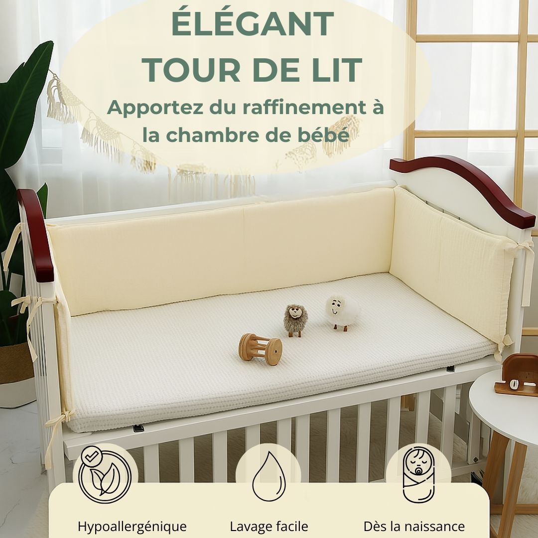 Tour de lit bébé | Sublimeo Confort Total – Minimal Ivoire Gaufré