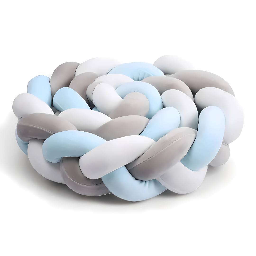 Tresse de Lit Bébé | Sublimeo Bleu Gris Blanc