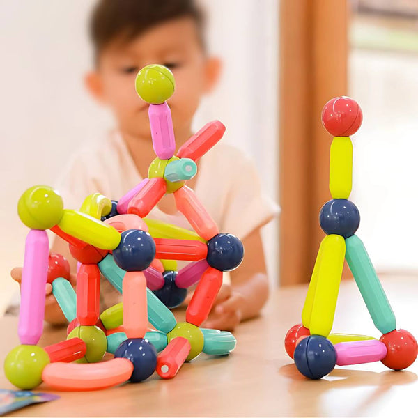 Jeu Construction Magnétique Montessori - 42 Pièces | Pour 3-7 Ans | Blocs Aimantés Éducatifs