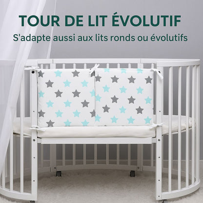 Tour de lit bébé | Sublimeo Matelassé – Étoiles Bleues & Grises