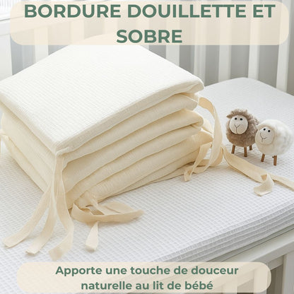 Tour de lit bébé | Sublimeo Confort Total – Minimal Ivoire Gaufré