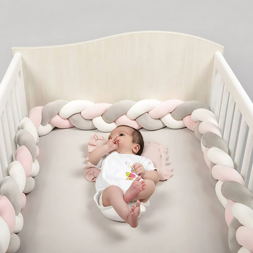Tresse de Lit Bébé | Sublimeo Rose Gris Blanc