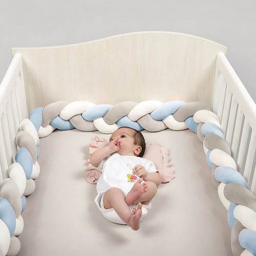 Tresse de Lit Bébé | Sublimeo Bleu Gris Blanc
